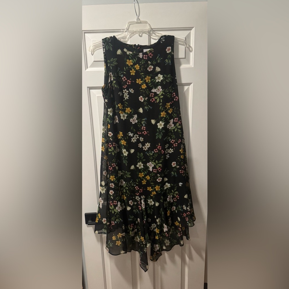 Calvin Klein Black Floral A-Line Dress